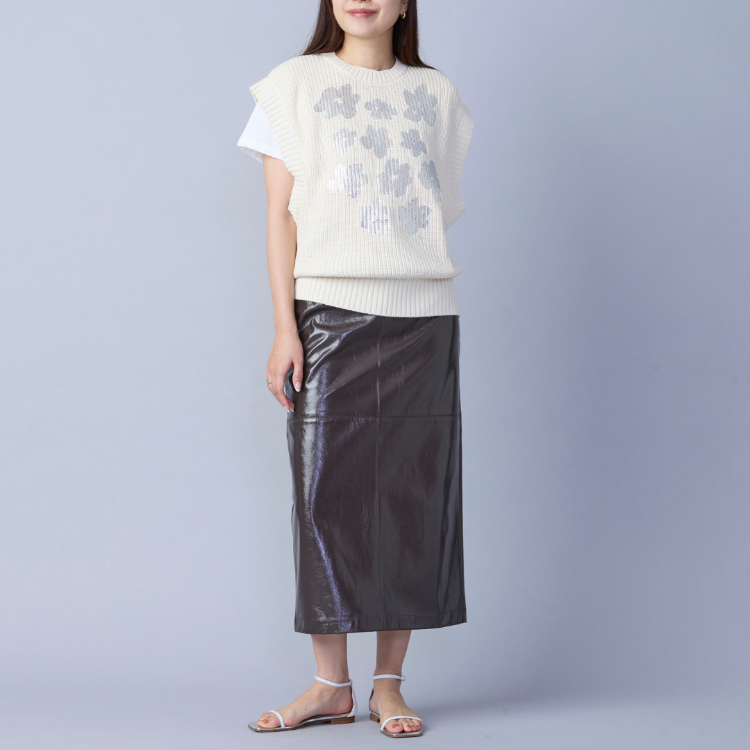 Metallic Flower Knit Vest