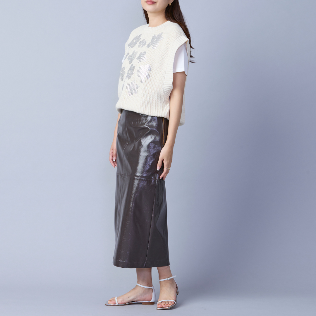 Metallic Flower Knit Vest