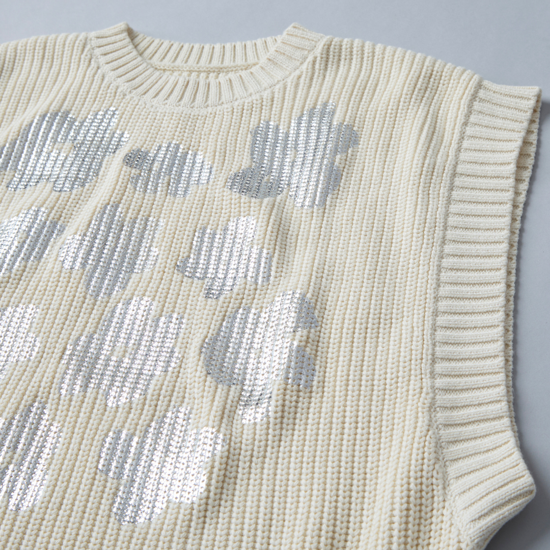 Metallic Flower Knit Vest
