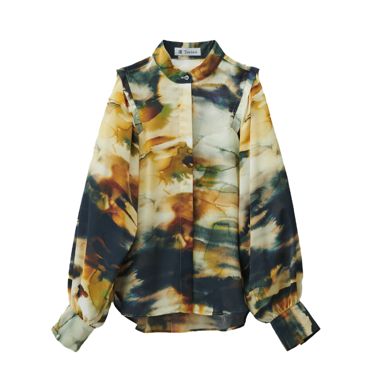 NUANCE PATTERN VOLUME SLEEVE BLOUSE