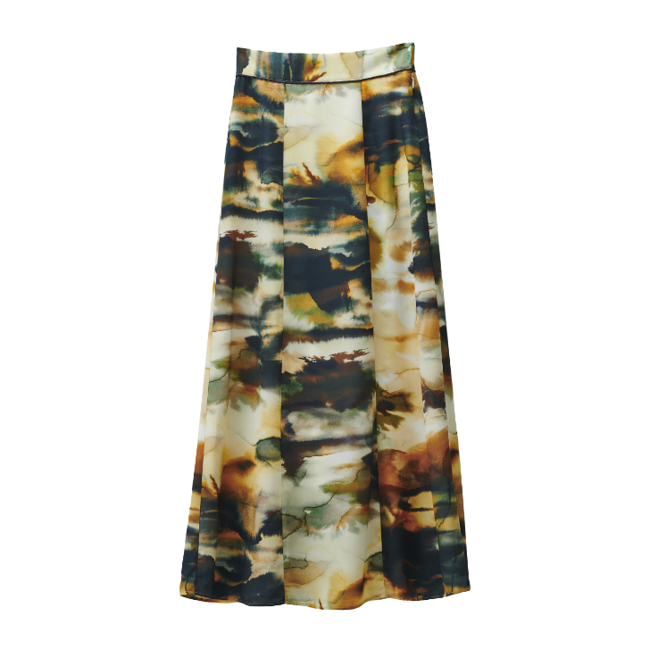 NUANCE PATTERN MIDI SKIRT