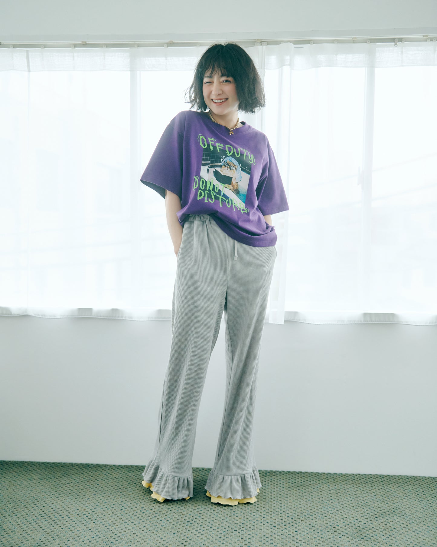 Layered Frill Waffle Pants