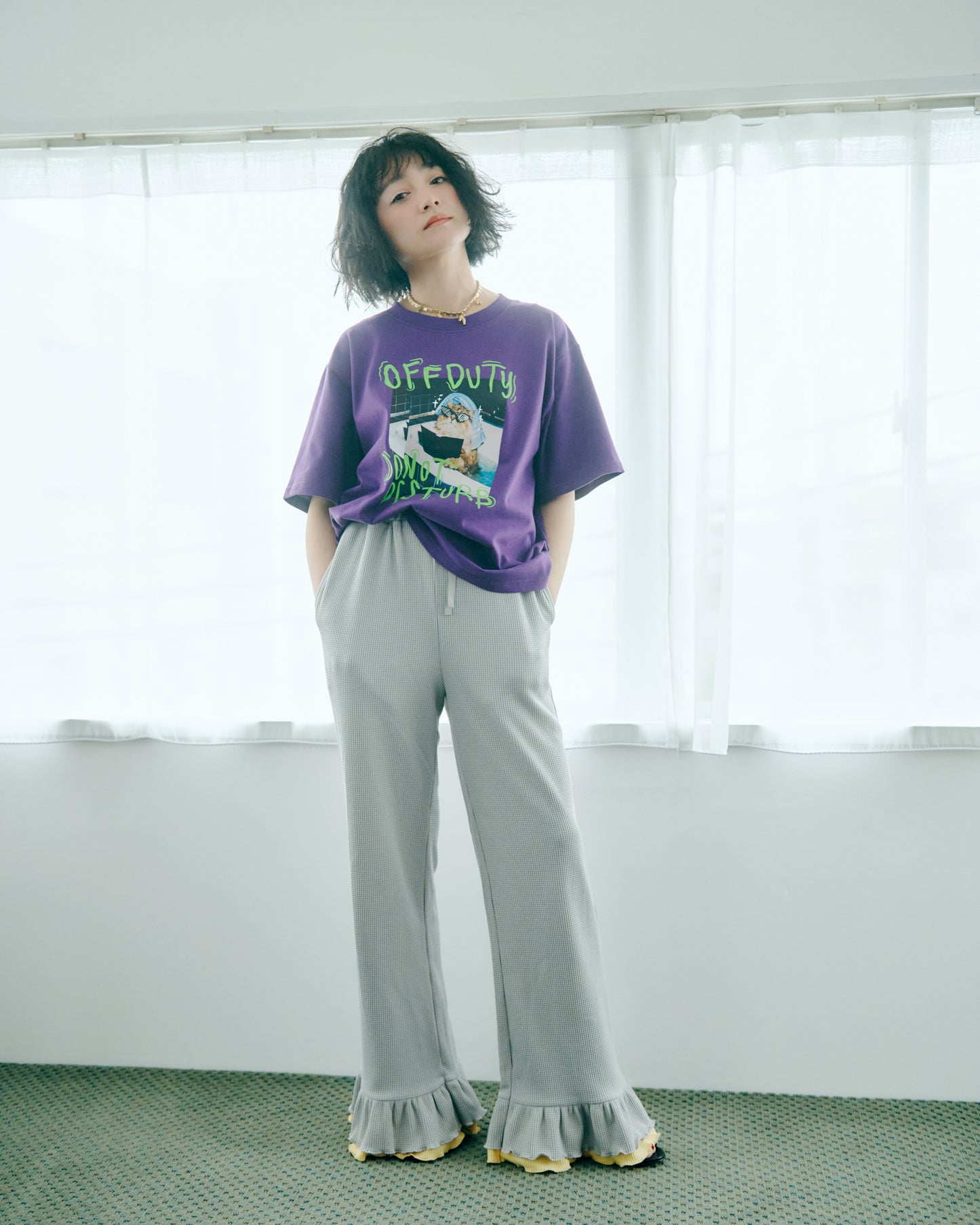 Layered Frill Waffle Pants