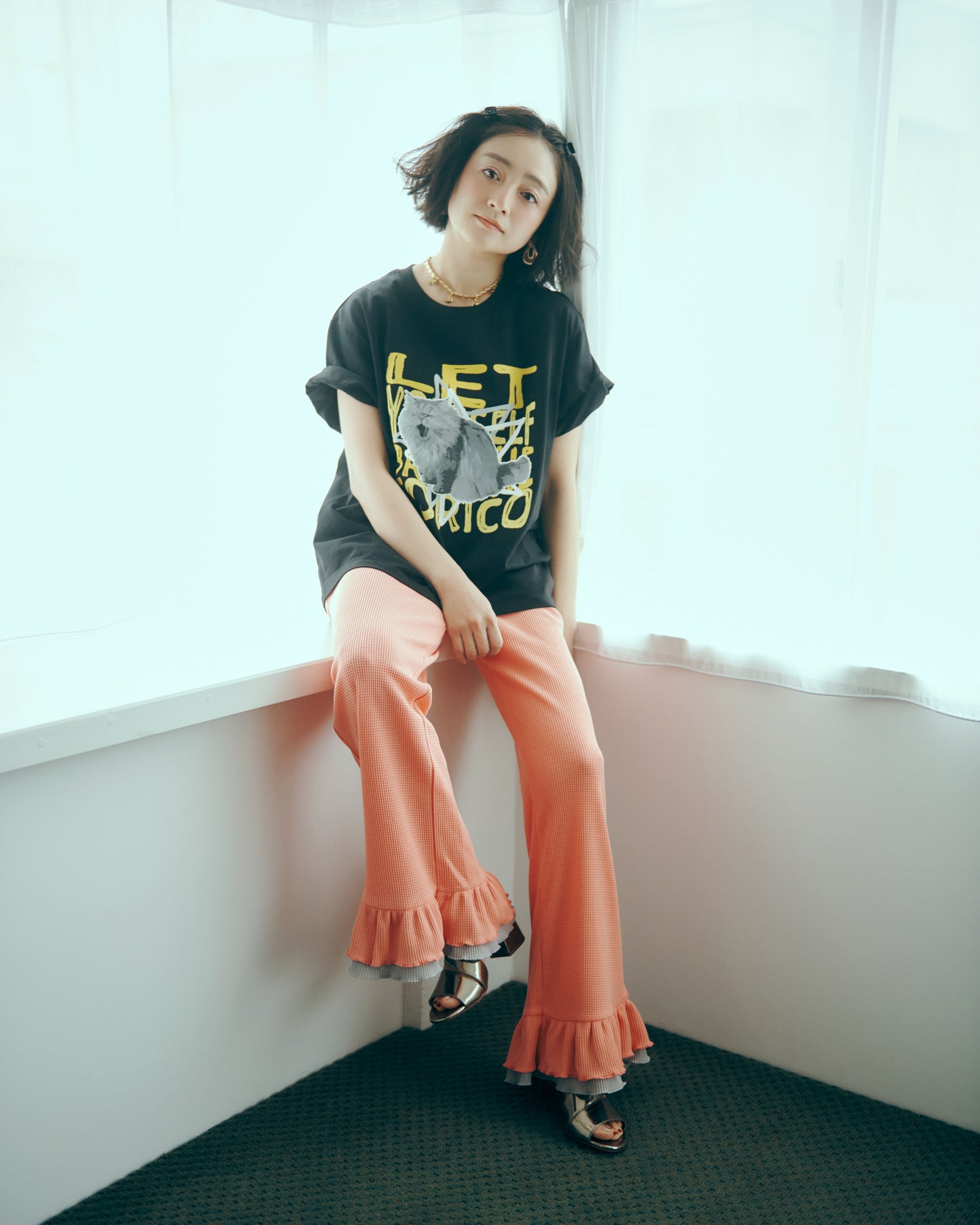 Layered Frill Waffle Pants