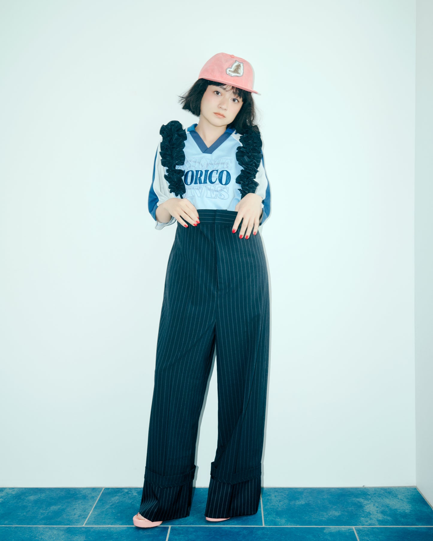 Pinstripe Frilled Salopette