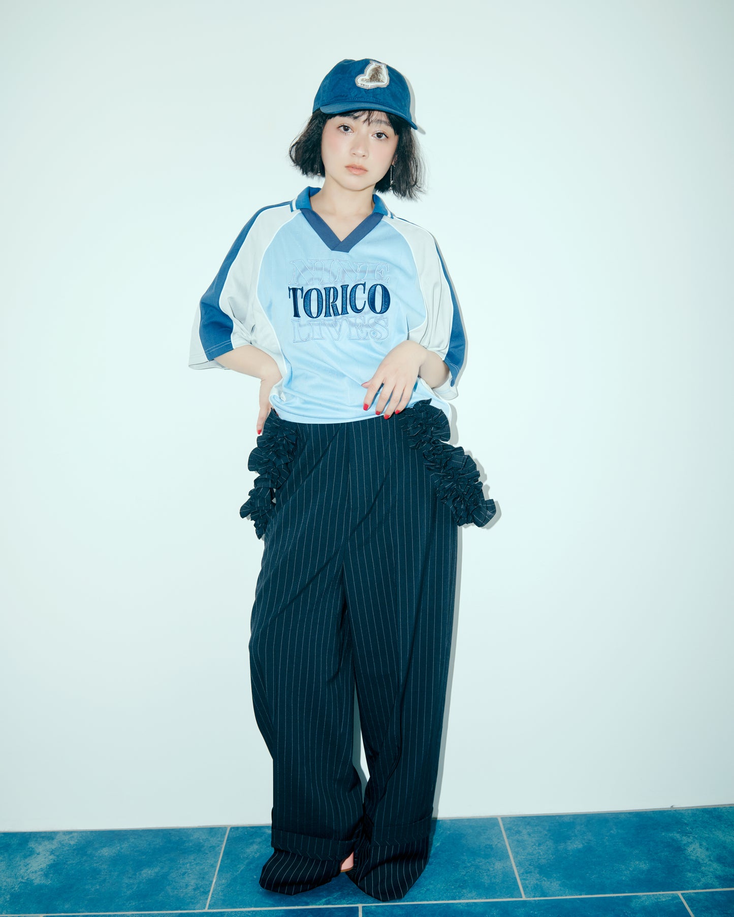 Pinstripe Frilled Salopette