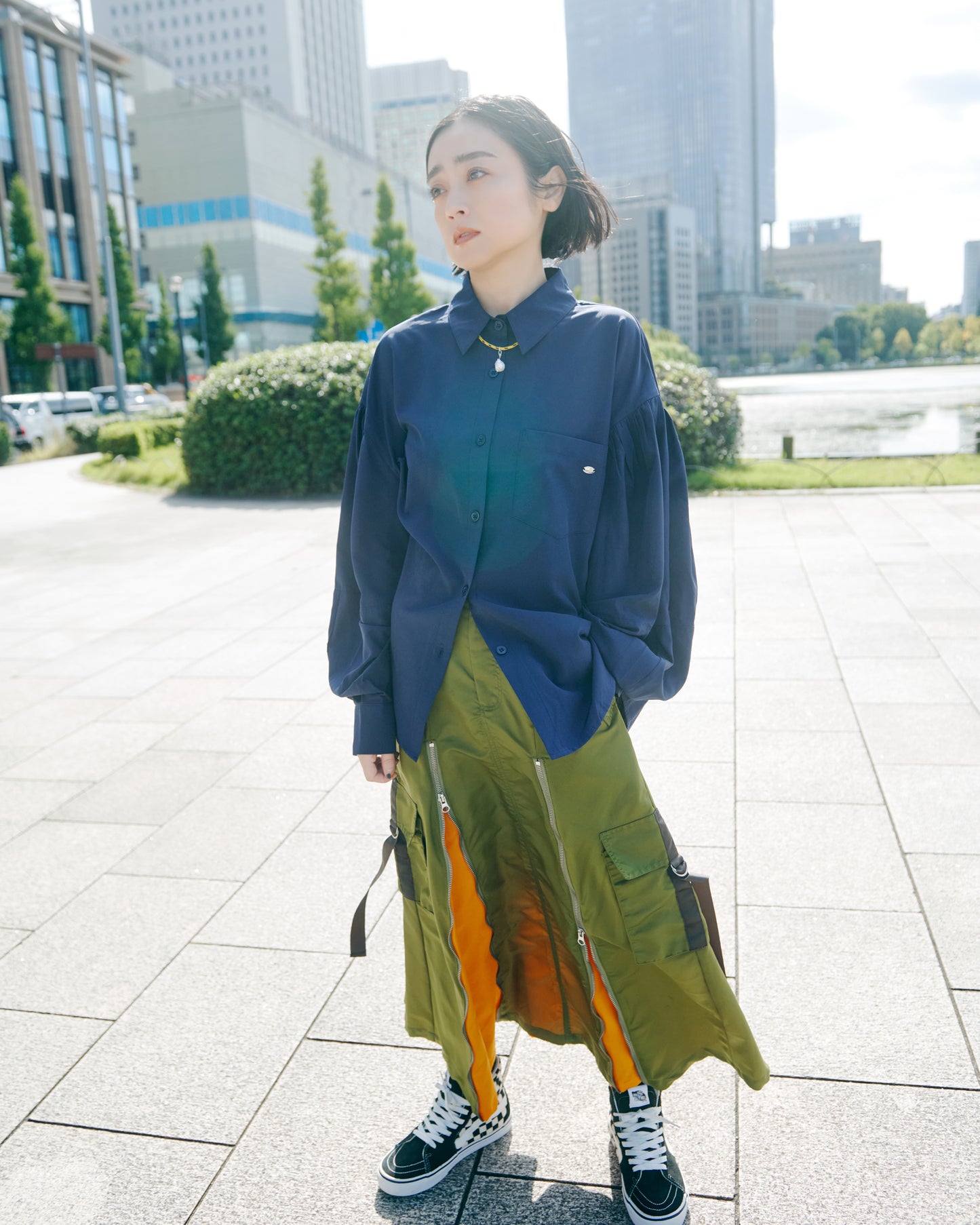 Vivid Color Volume Sleeve Shirt