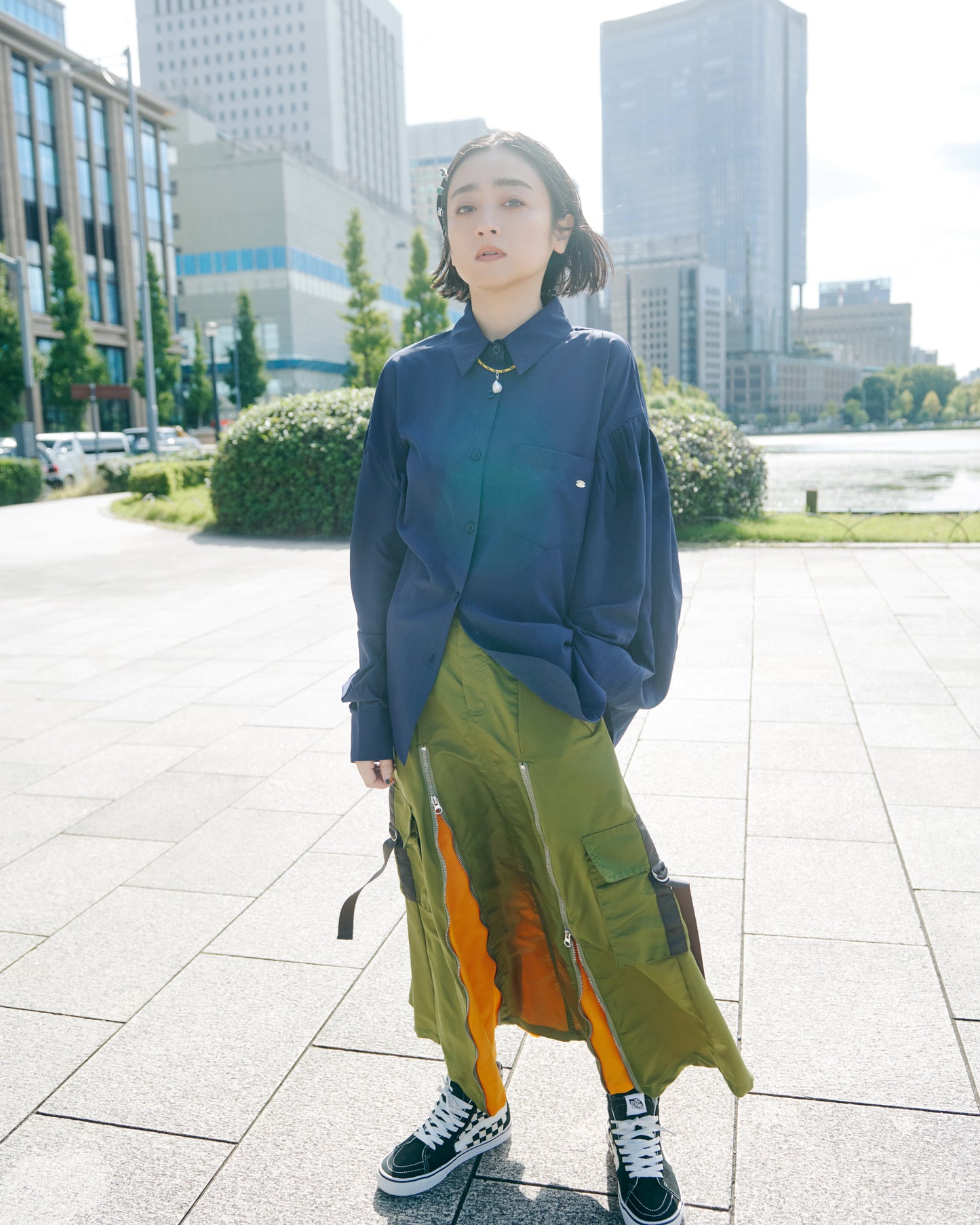 MA-1 Style Zip-Up Skirt
