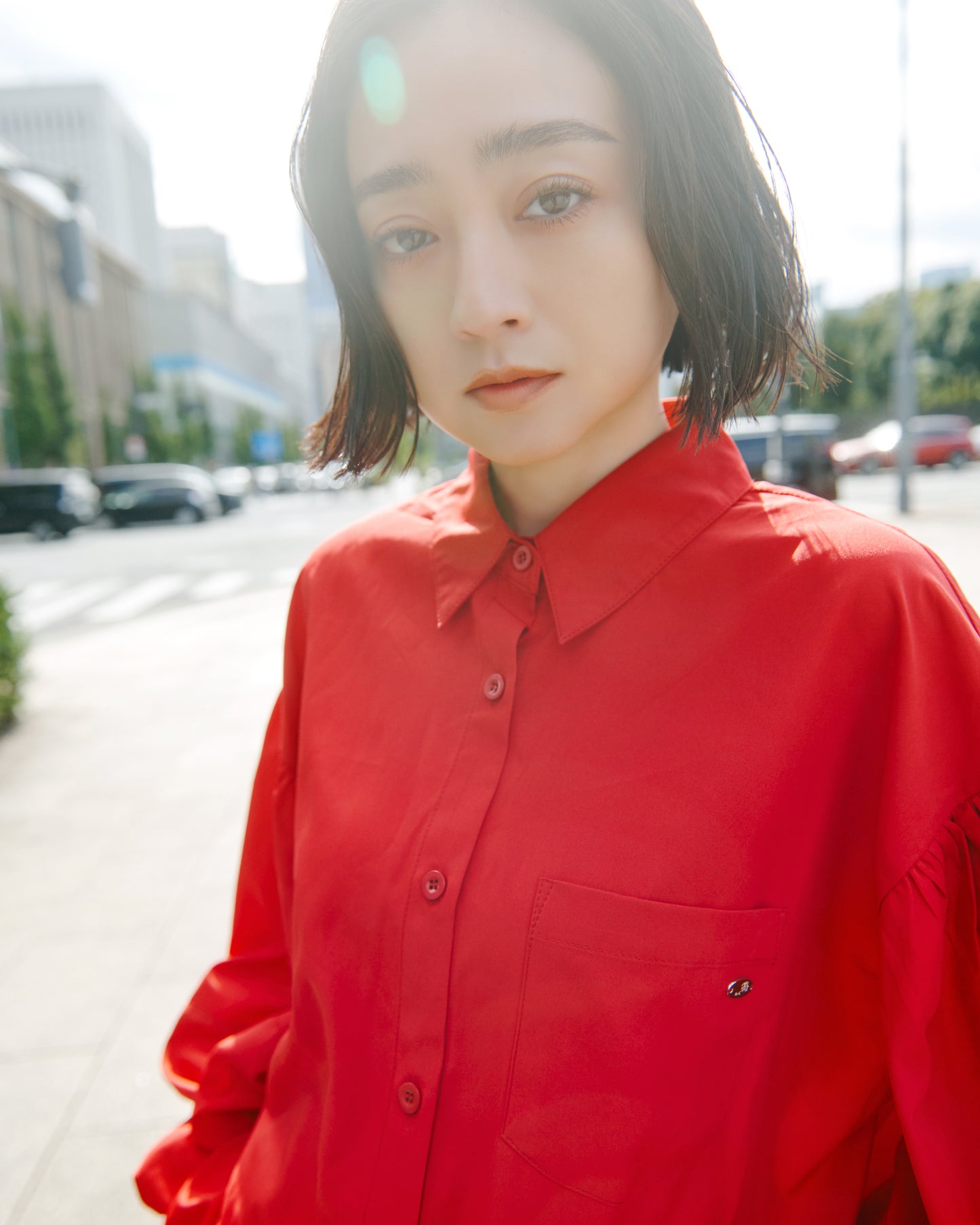 Vivid Color Volume Sleeve Shirt