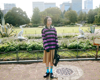 Cotton Pleated Midi Skirt