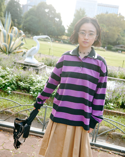 Stripe Rugby Collar Tshirt