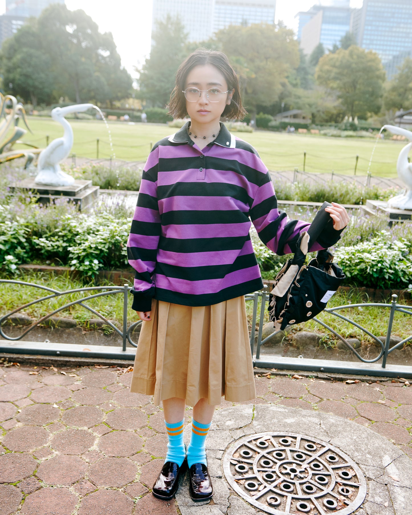 Cotton Pleated Midi Skirt