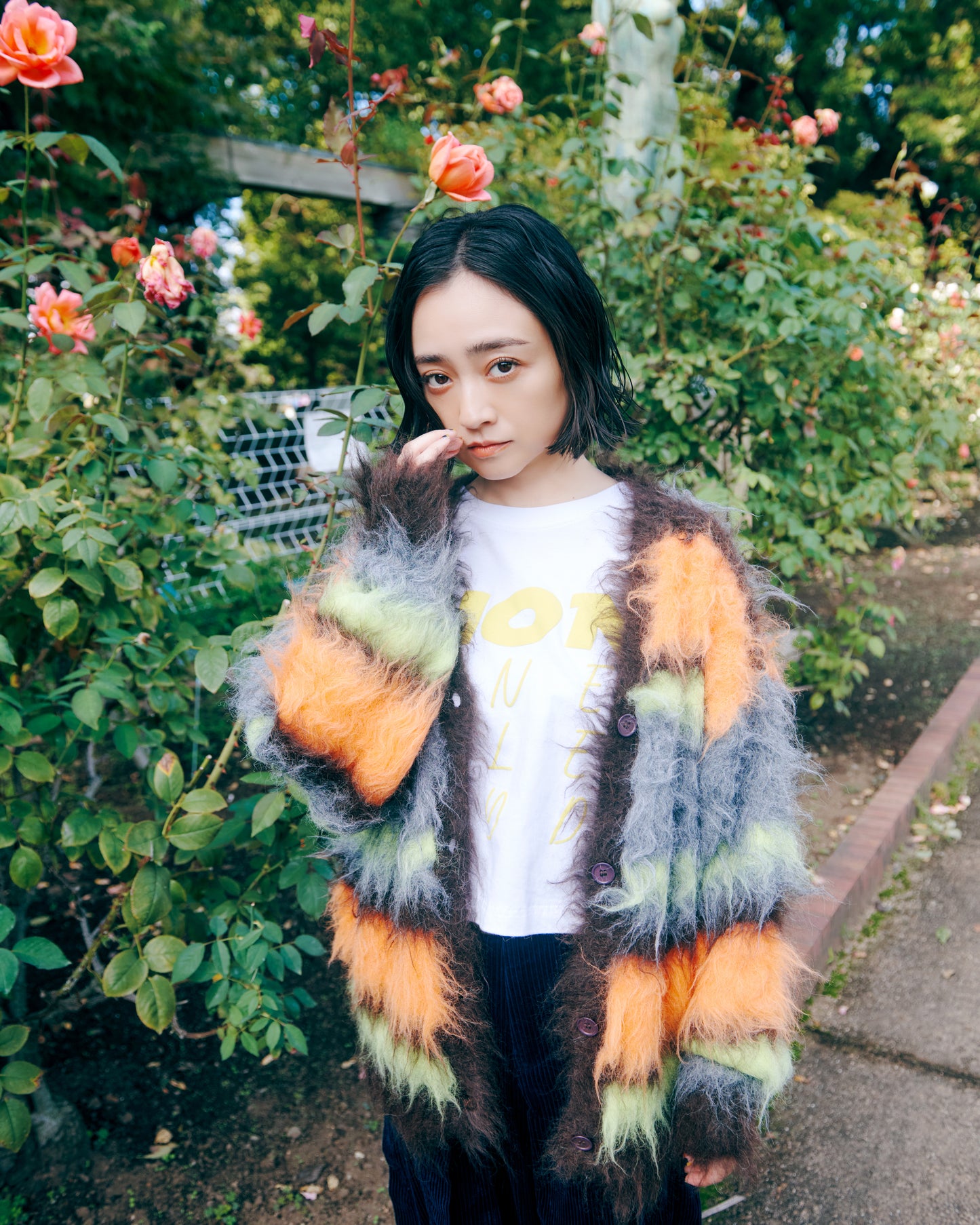 Fuzzy Multi Border Cardigan