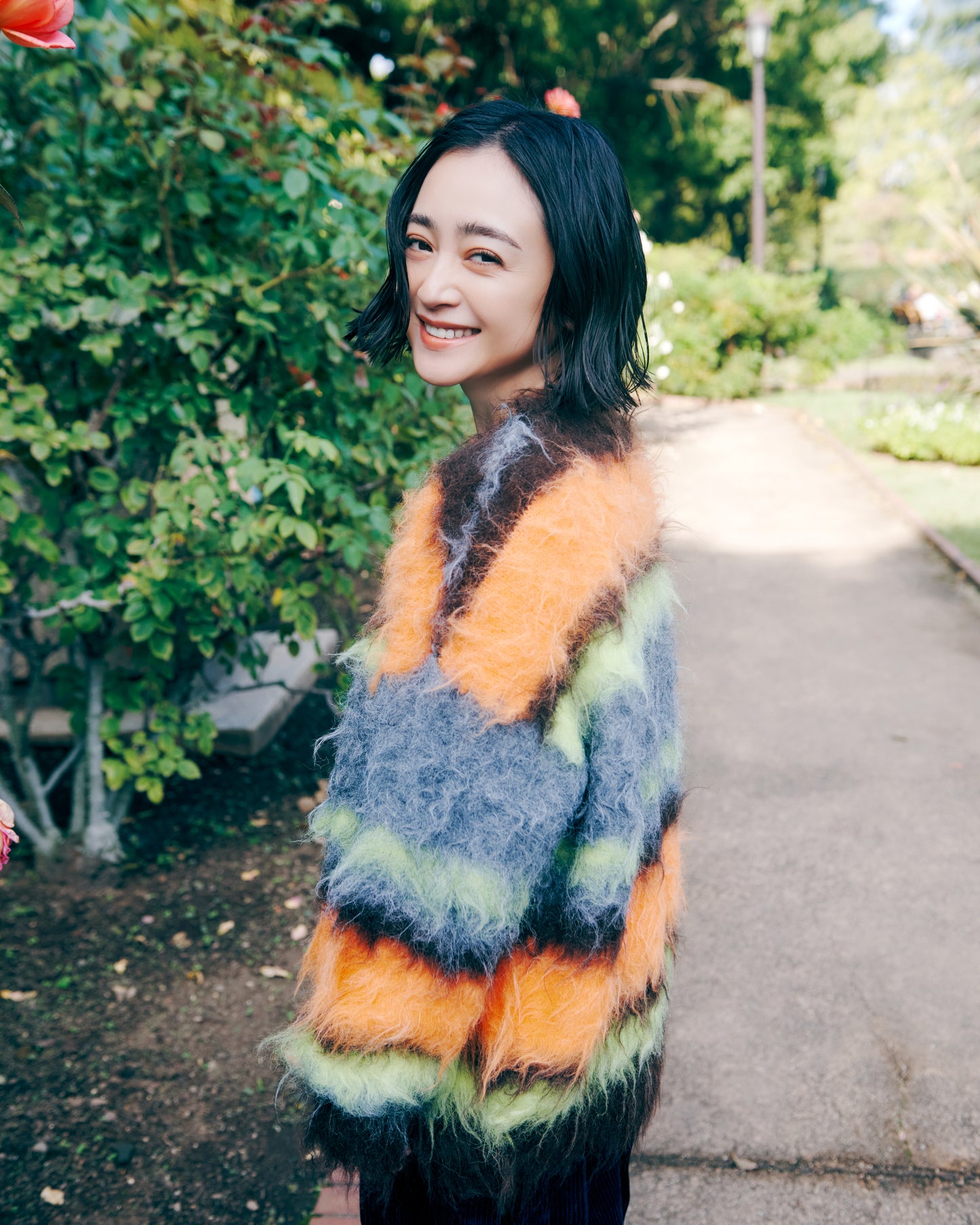 Fuzzy Multi Border Cardigan