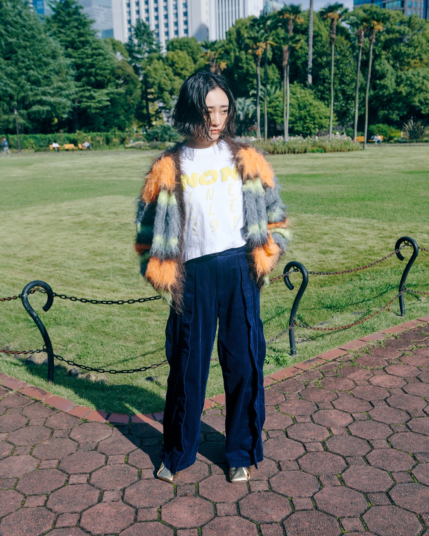 Corduroy Front Tuck Wide Pants