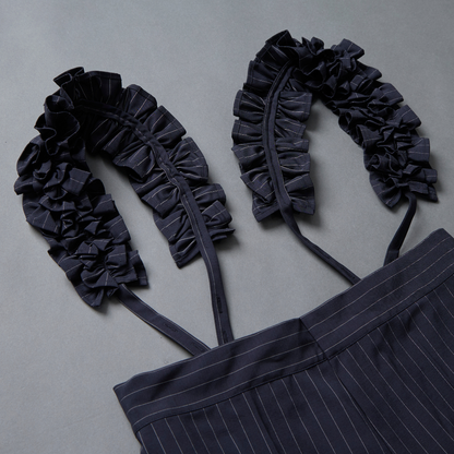 Pinstripe Frilled Salopette
