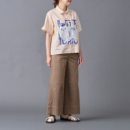Cat Graphic Stripe Shirt