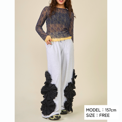 Corsage Bloom Sweat Pants
