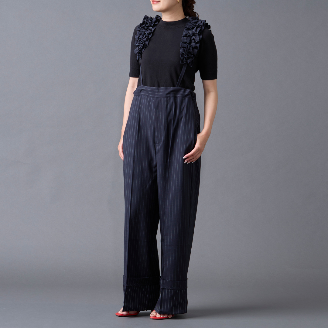 Pinstripe Frilled Salopette
