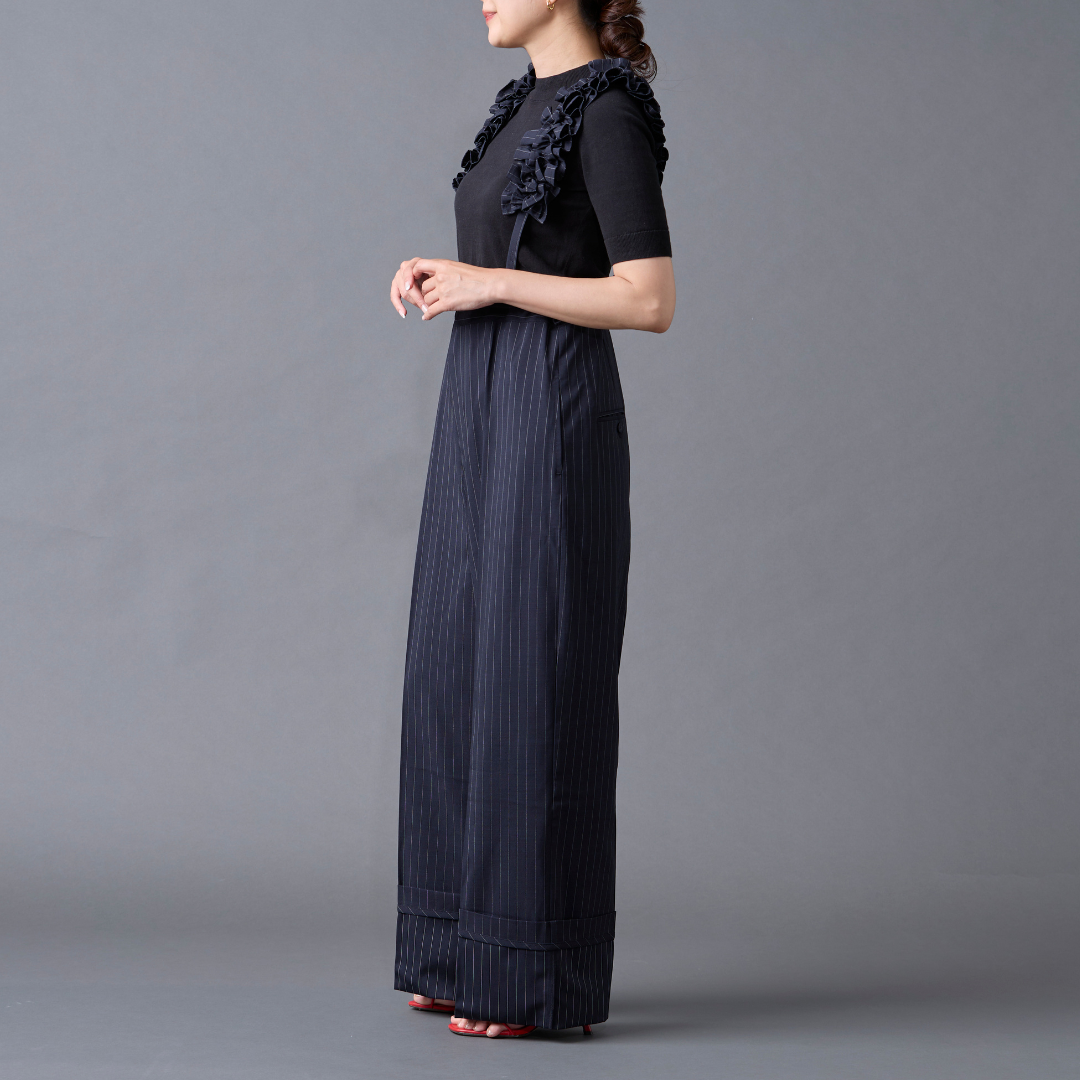 Pinstripe Frilled Salopette