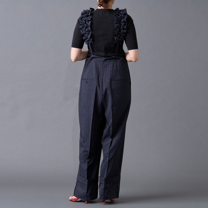 Pinstripe Frilled Salopette