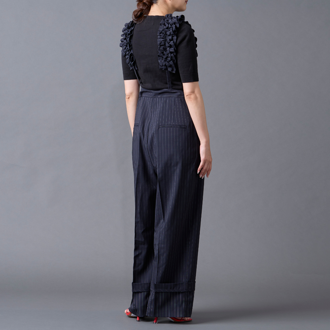 Pinstripe Frilled Salopette
