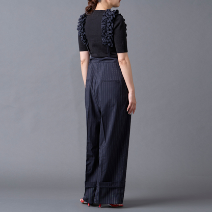 Pinstripe Frilled Salopette