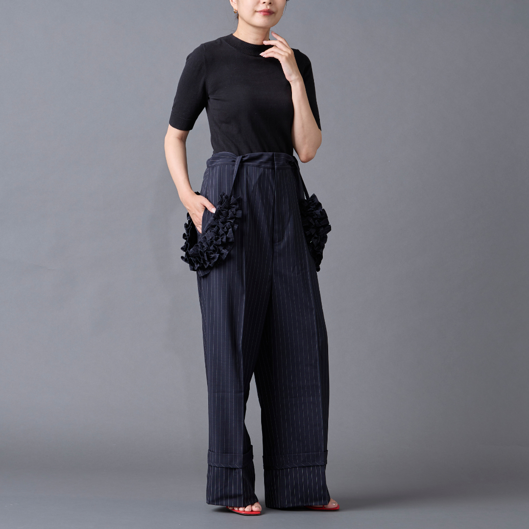 Pinstripe Frilled Salopette