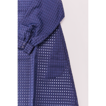 GINGHAM CHECK SHEER FLARED DRESS