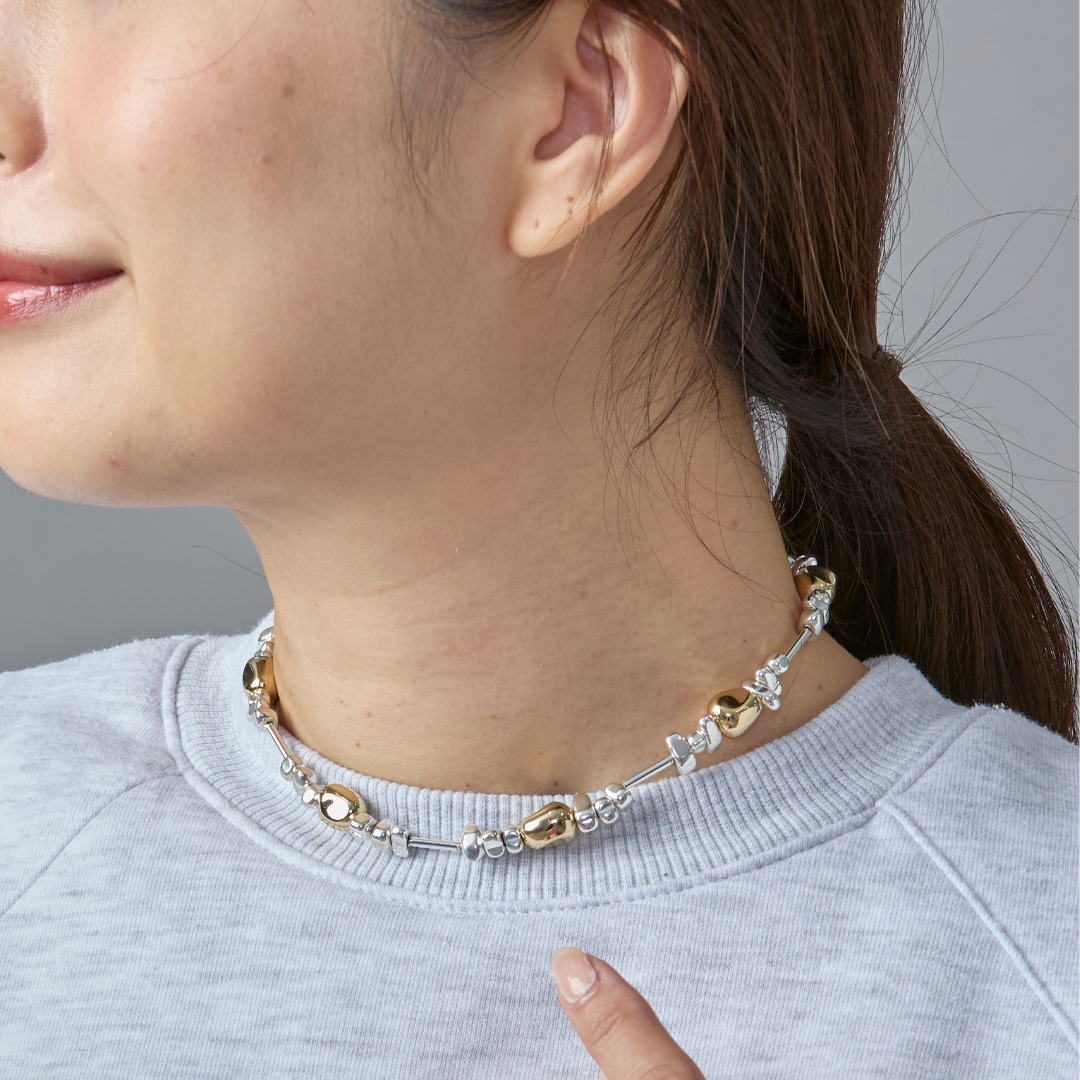 Gold × Silver Multi Shape Necklace