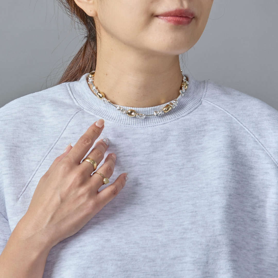 Gold × Silver Multi Shape Necklace