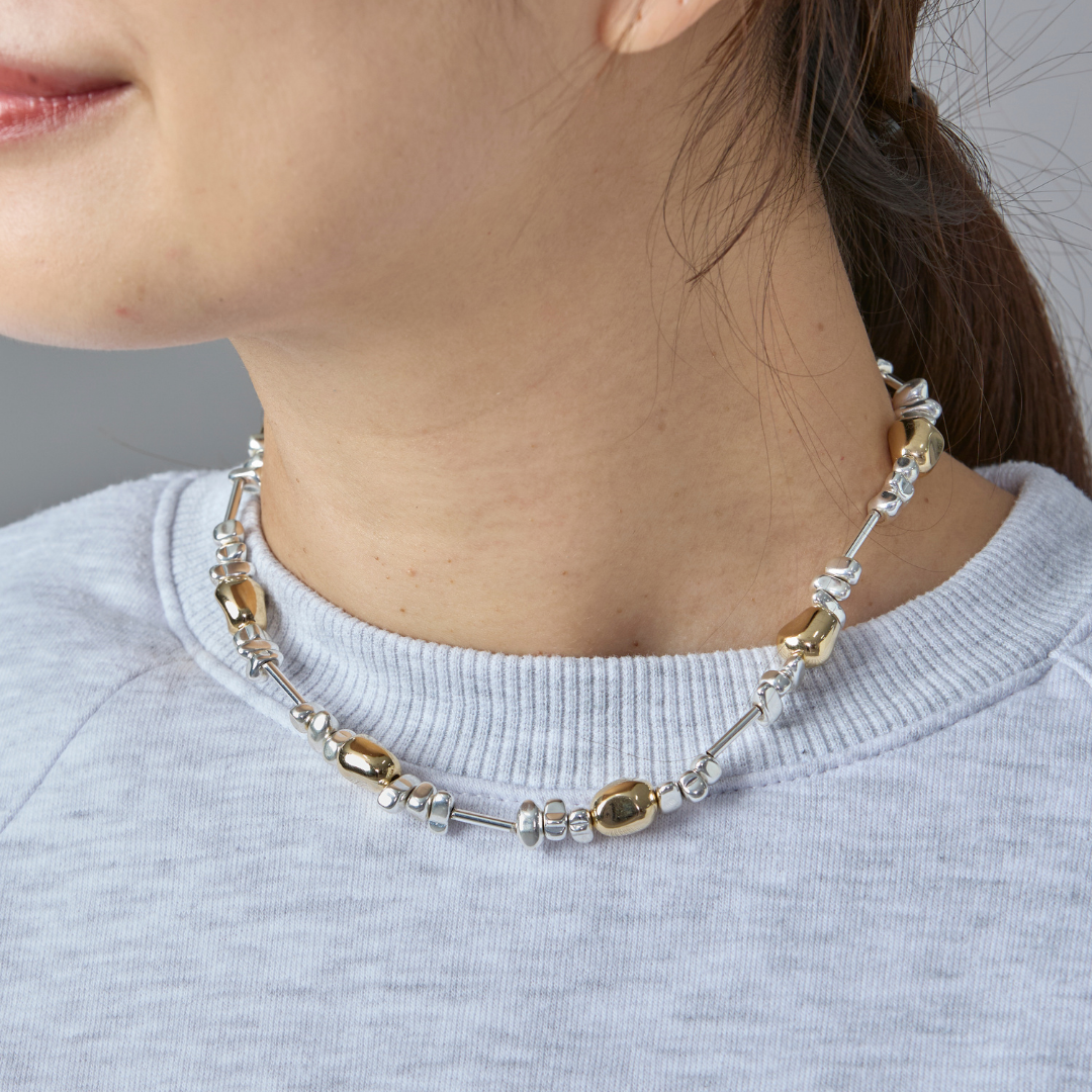 Gold × Silver Multi Shape Necklace