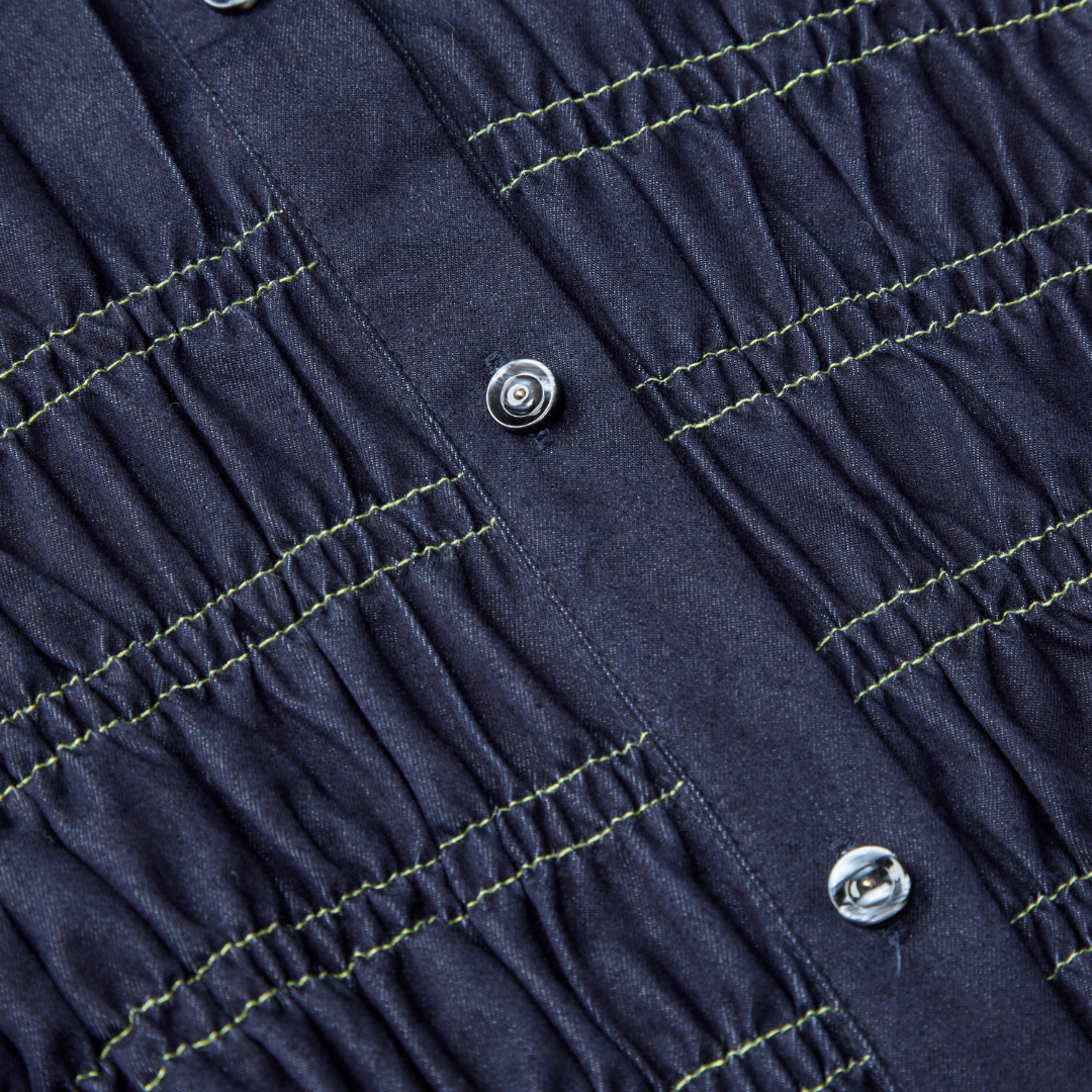 Shirring Peplum Denim Shirt