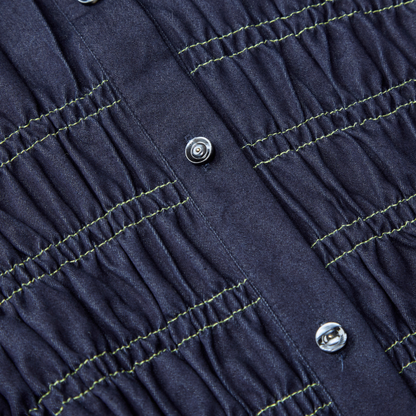 Shirring Peplum Denim Shirt