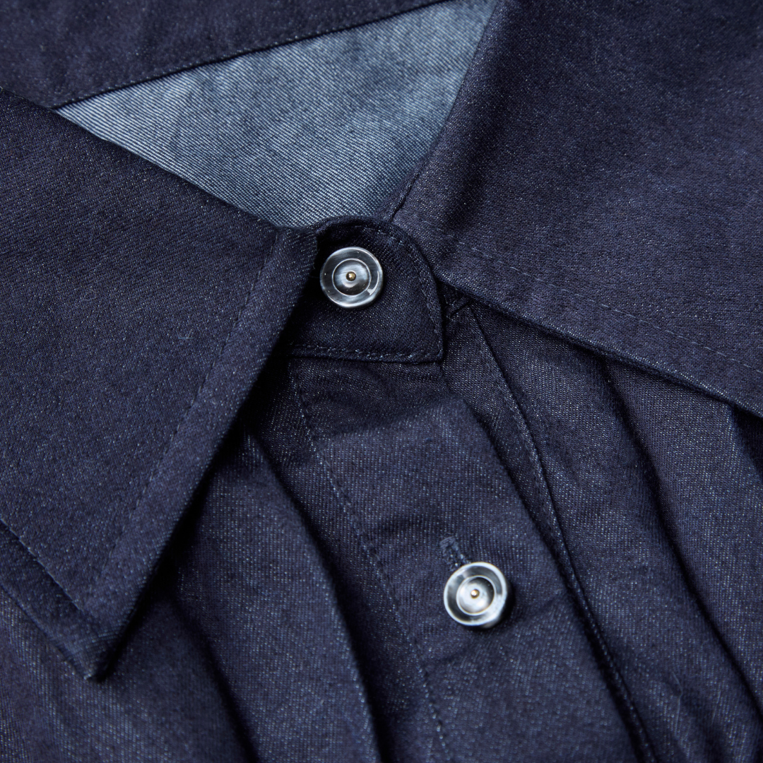 Shirring Peplum Denim Shirt