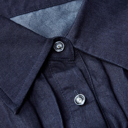 Shirring Peplum Denim Shirt