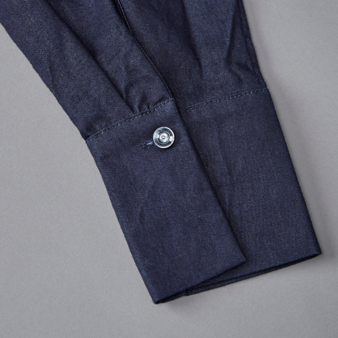 Shirring Peplum Denim Shirt