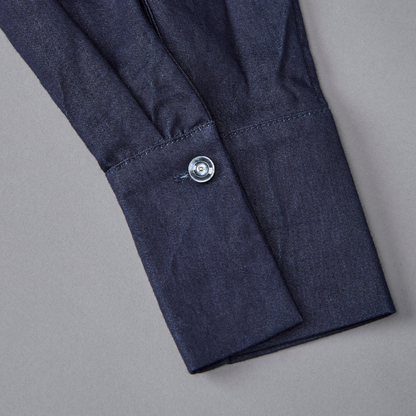 Shirring Peplum Denim Shirt