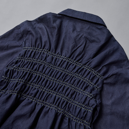 Shirring Peplum Denim Shirt