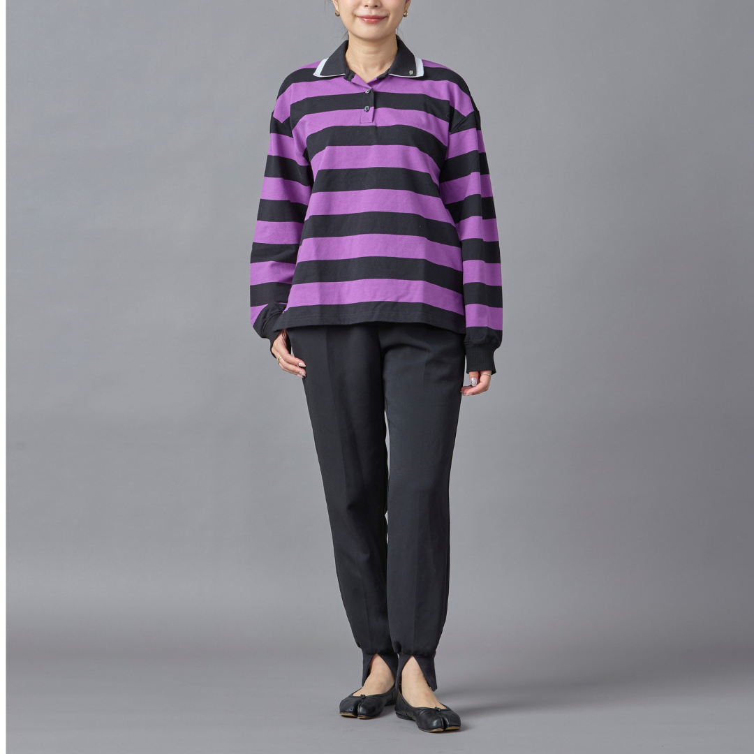 Stripe Rugby Collar Tshirt