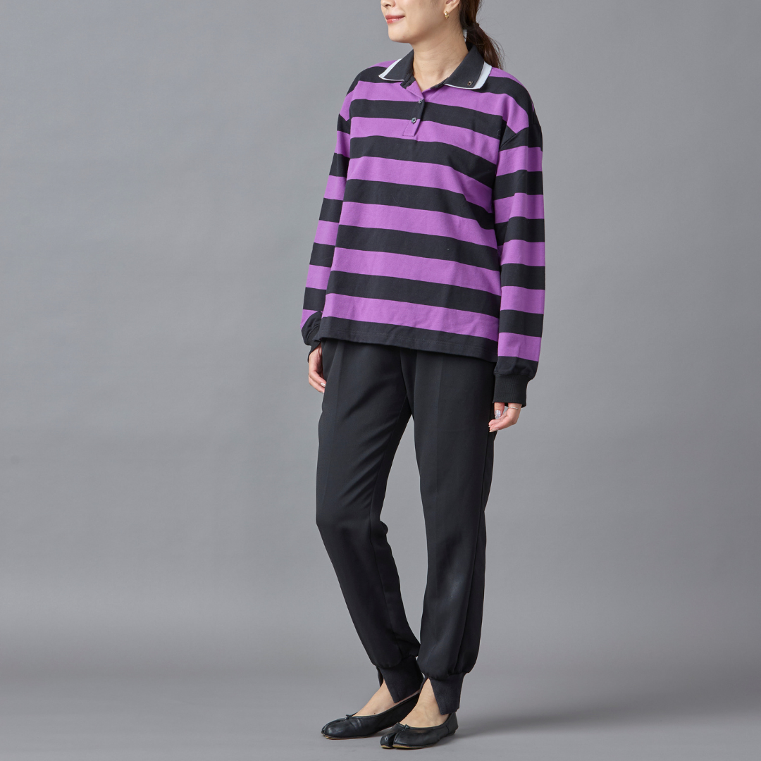 Stripe Rugby Collar Tshirt