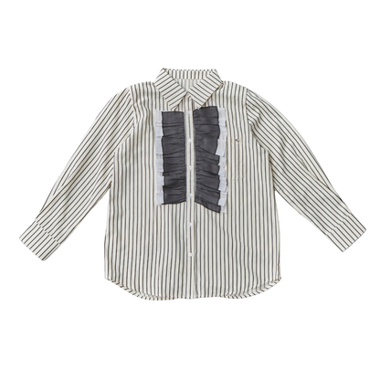 Front Frill Stripe Blouse