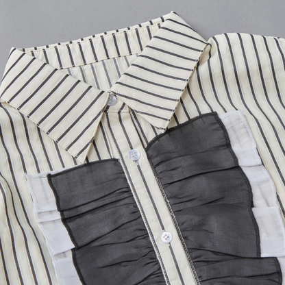 Front Frill Stripe Blouse