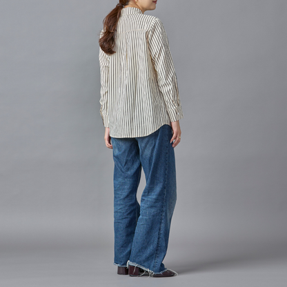 Front Frill Stripe Blouse