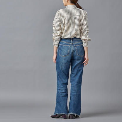 Front Frill Stripe Blouse