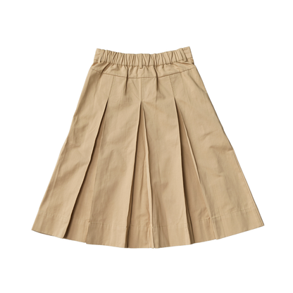 Cotton Pleated Midi Skirt
