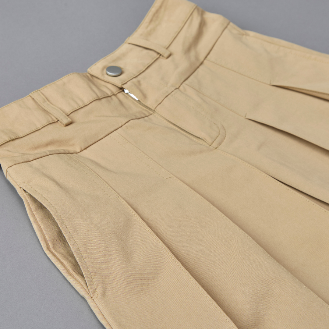 Cotton Pleated Midi Skirt