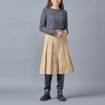 Cotton Pleated Midi Skirt