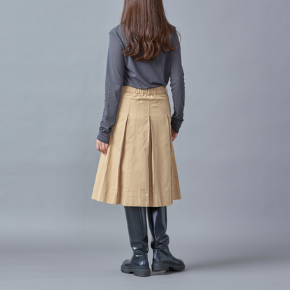 Cotton Pleated Midi Skirt