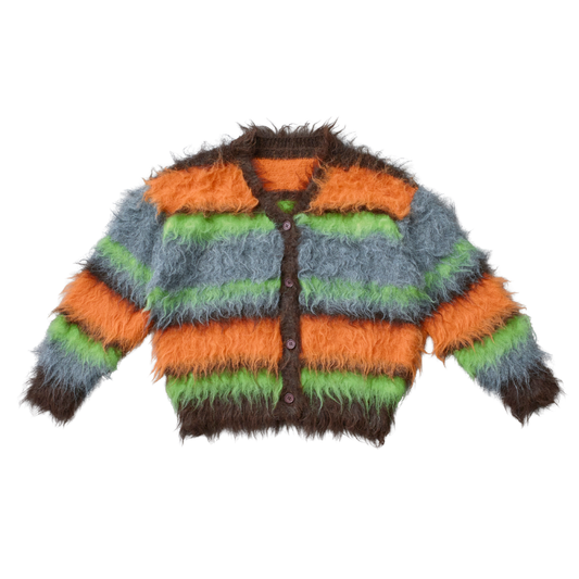Fuzzy Multi Border Cardigan